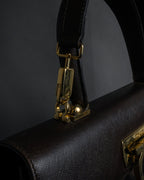 "Salvatore Ferragamo" Structured Gancini 2way dark brown leather bag