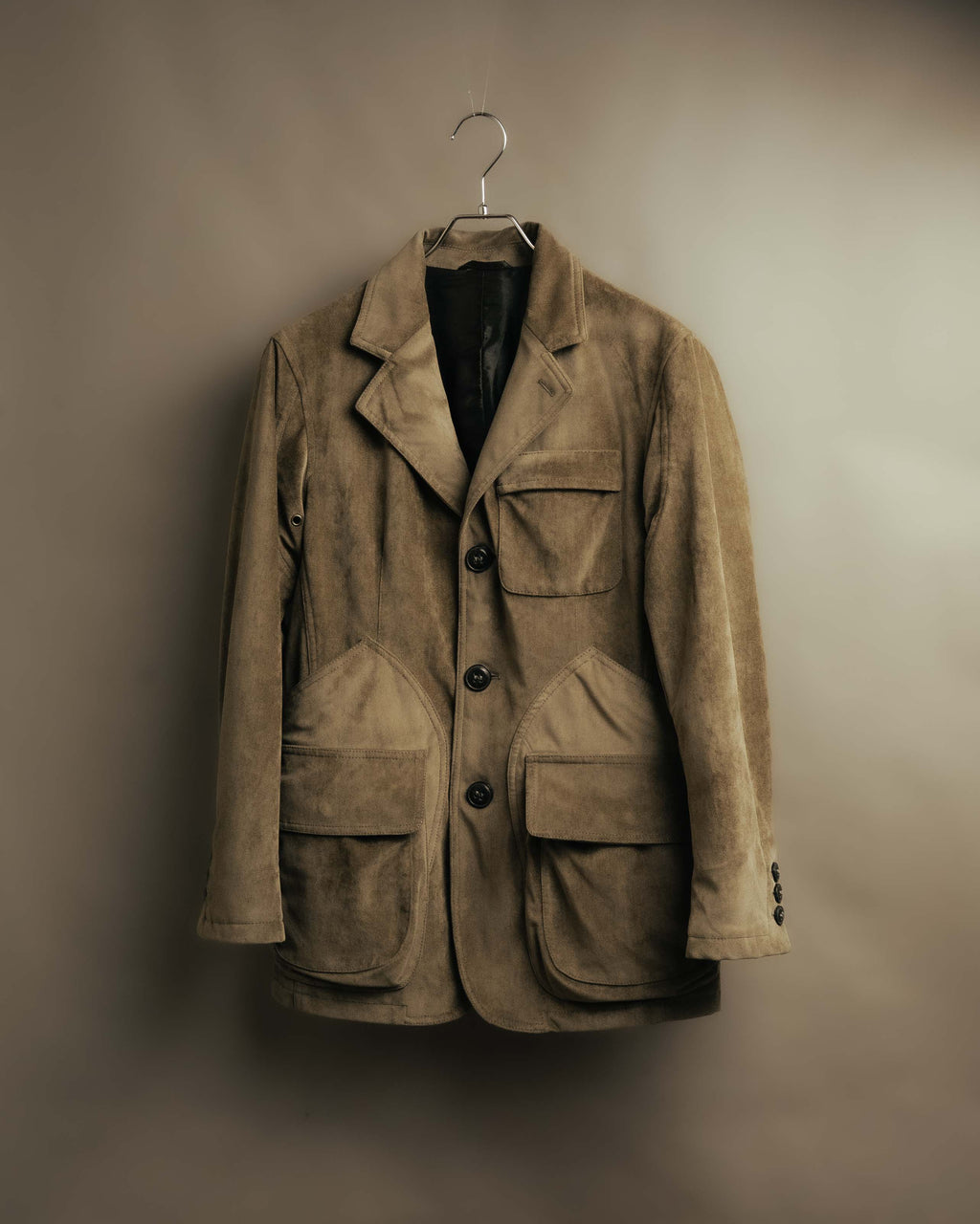 “GIORGIO ARMANI” 90’s-00’s Suede-effect multi-pocket tailored field jacket