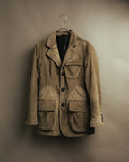“GIORGIO ARMANI” 90’s-00’s Suede-effect multi-pocket tailored field jacket
