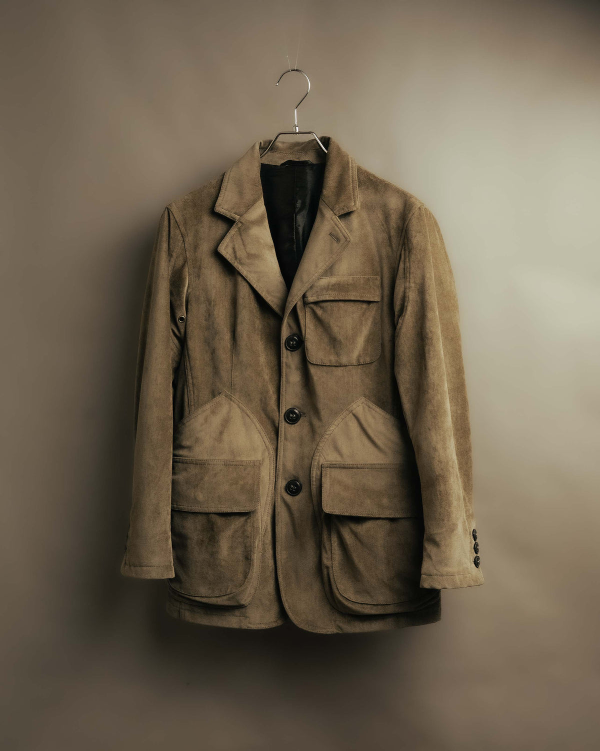 “GIORGIO ARMANI” 90’s-00’s Suede-effect multi-pocket tailored field jacket