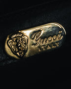 "GUCCI" 60’s-70’s Structured crest charm top-handle bag
