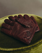 "VALENTINO GARAVANI" 2010's Burgundy perforated leather gloves