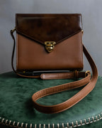 "Valentino Garavani" Leather combination design gold parts shoulder bag