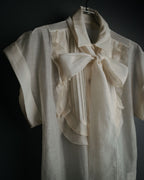 -SPECIAL- “VALENTINO ROMA” 2000’s sheer bow tie ruffled blouse