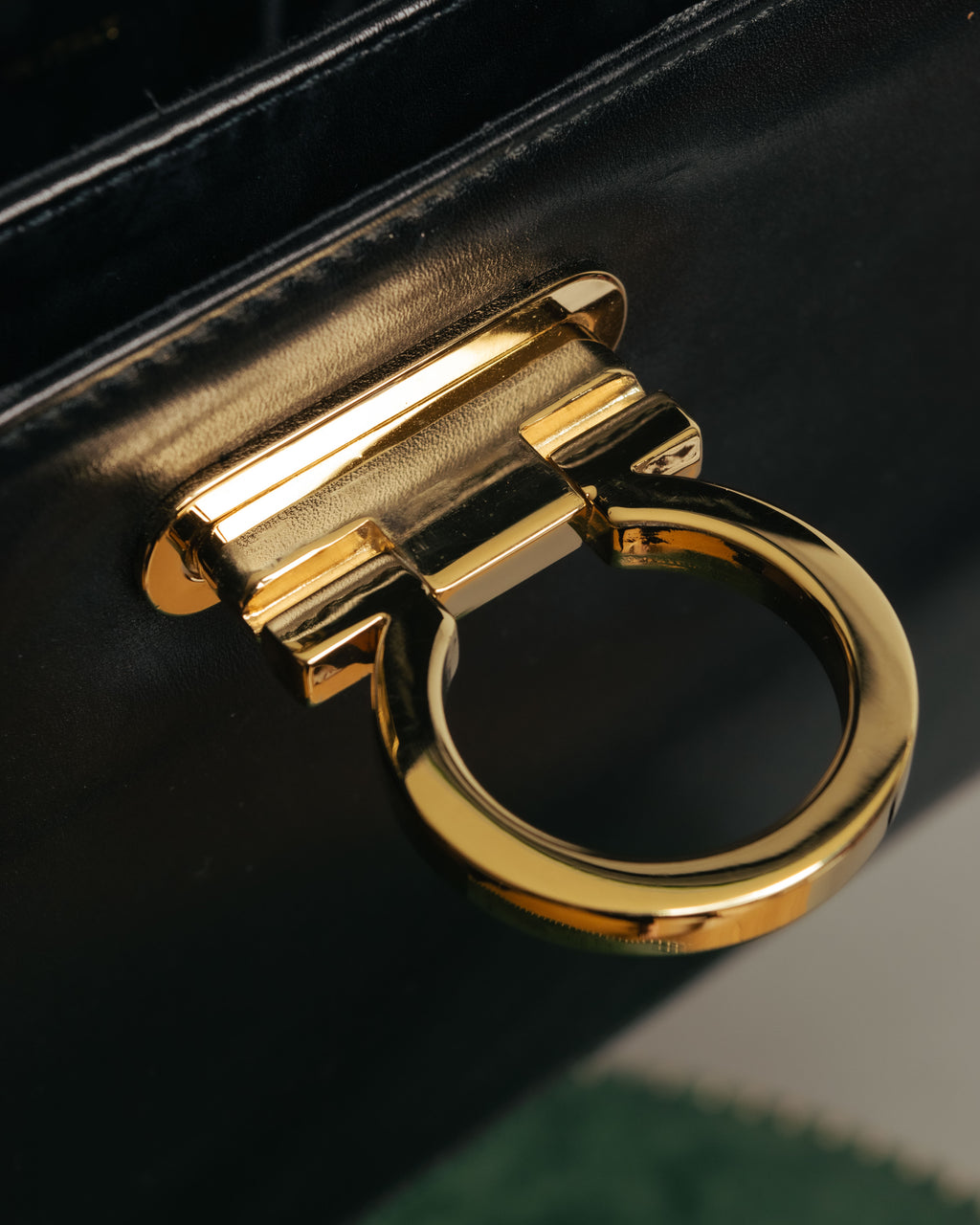 “Salvatore Ferragamo” 90’s-00’s Gancini top handle box calf bag