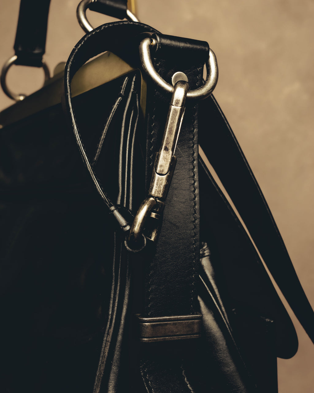 -SPECIAL- "Yves Saint Laurent" 00's Rive gauche black leather frame handbag