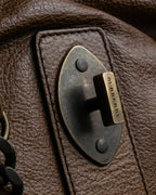 "BURBERRY" Chain design grained full grain leather shoulder bag