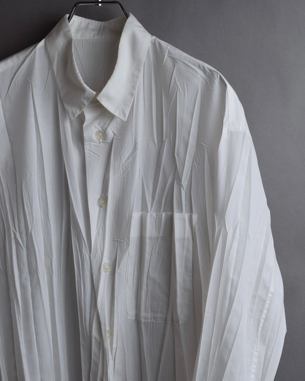 "ISSEY MIYAKE" Pleated design polyester long shirt