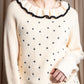 "Christian Dior" Star print frill detail cable knit tunic pullover