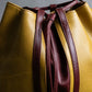 "Cartier" Drawstring design bicolor leather shoulder bag