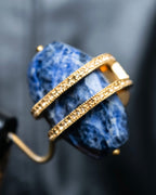 "Christian Dior" Sodalite Stone Gold Accent Ring