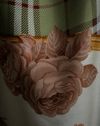 "BURBERRYS" Rose motif layered check pattern silk scarf