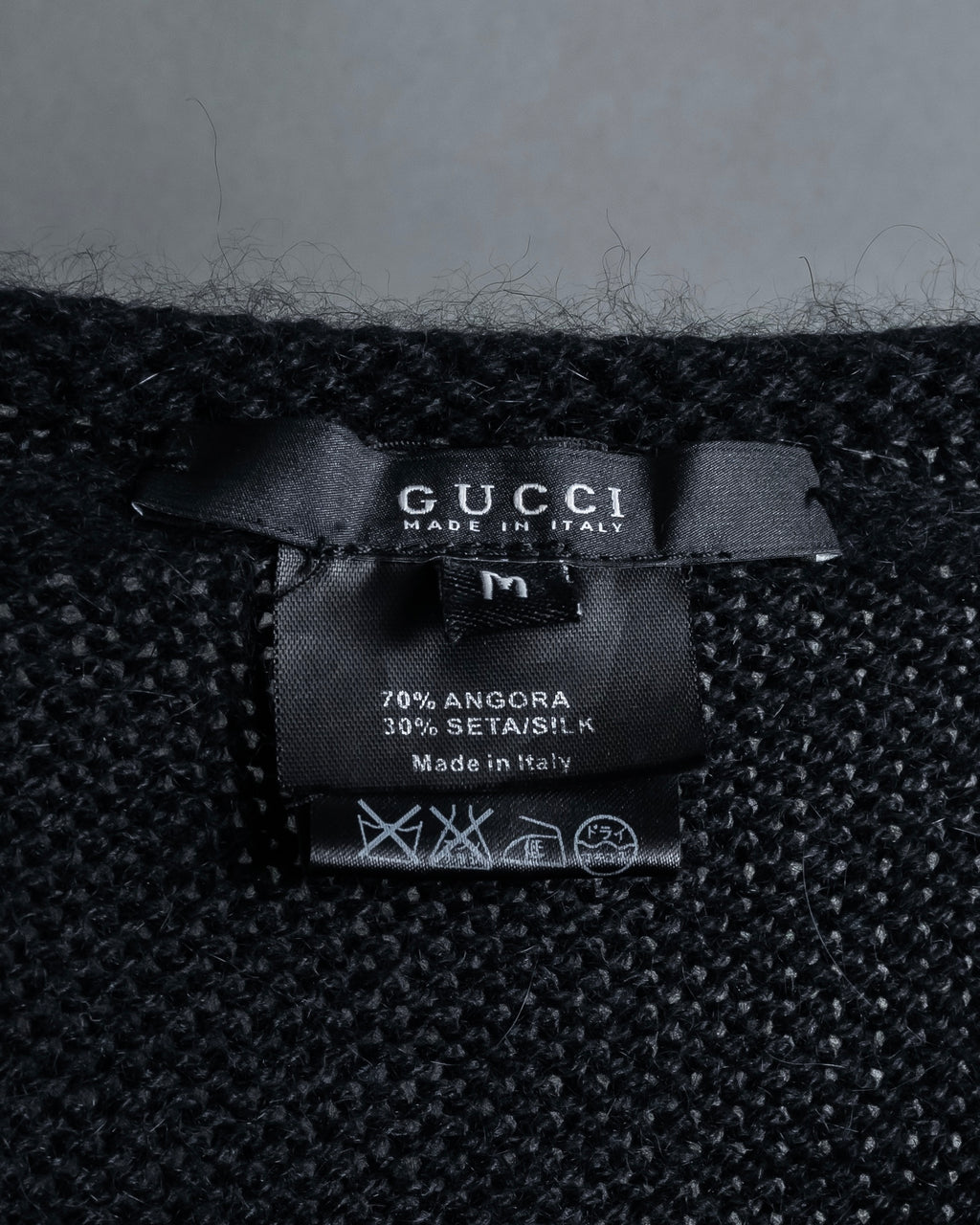 "GUCCI" Silky mix angora V-neck knit pullover