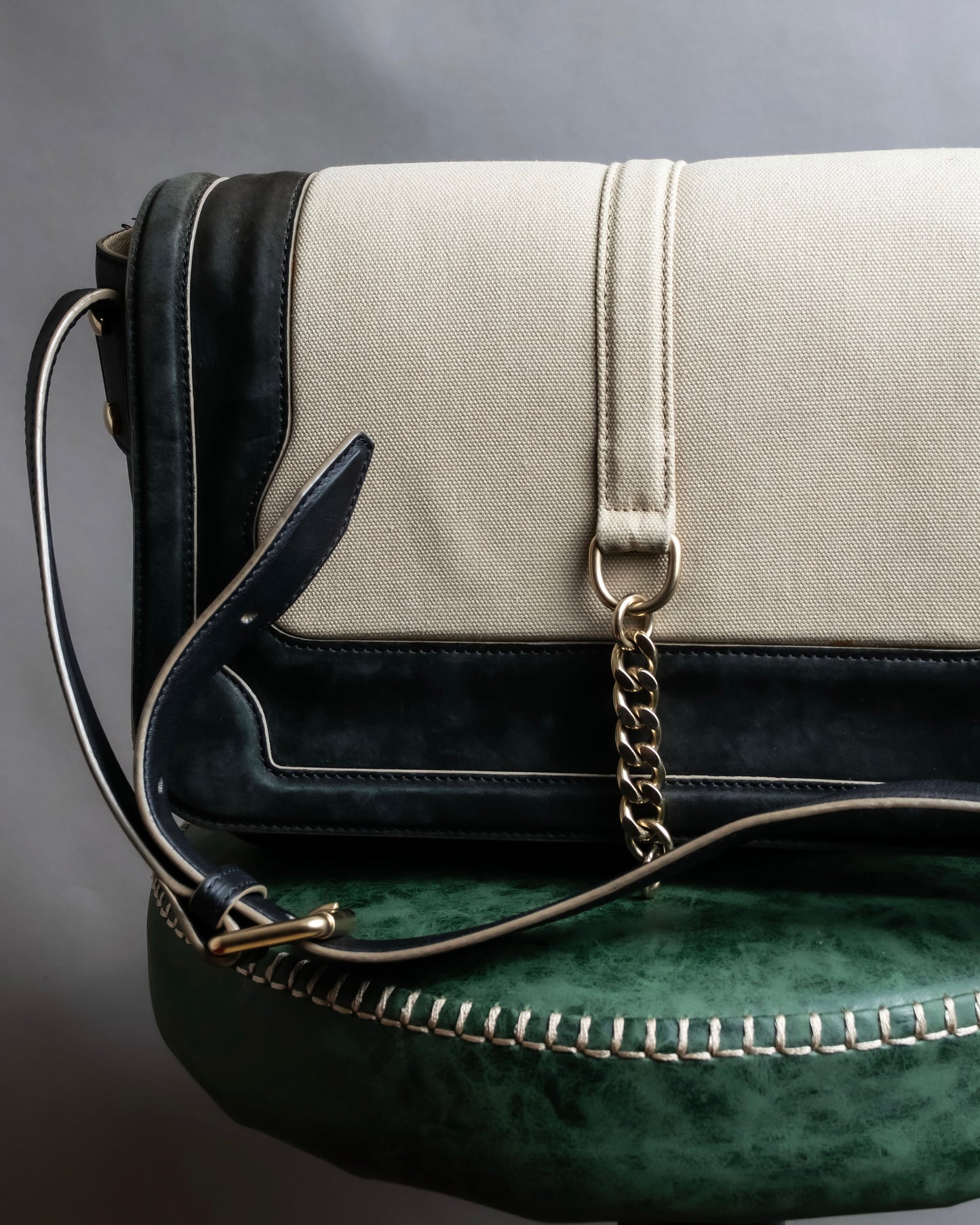 "Chloe" Leather & canvas combination design chain crossbody bag