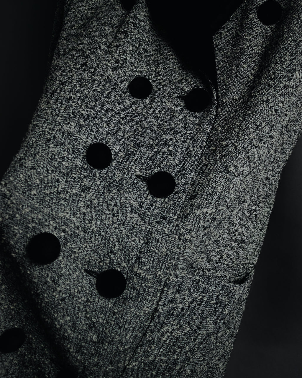 –SPECIAL– "CELINE" 70’s-80’s Classic tweed velvet-collar long coat