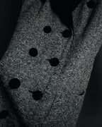 –SPECIAL– "CELINE" 70’s-80’s Classic tweed velvet-collar long coat