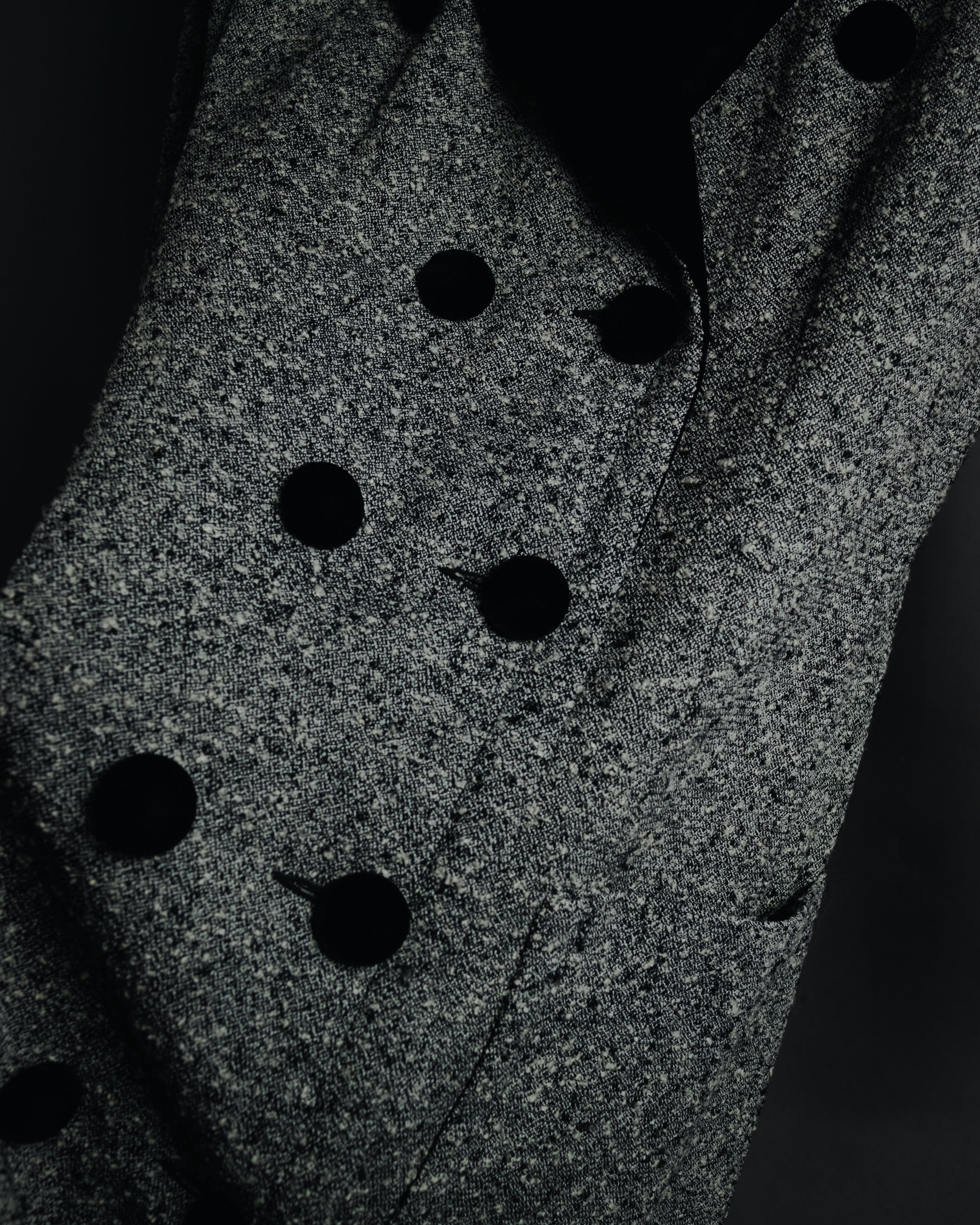 –SPECIAL– "CELINE" 70’s-80’s Classic tweed velvet-collar long coat