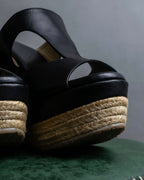 "Jimmy Choo" Leather combination wedge sole heel sandals