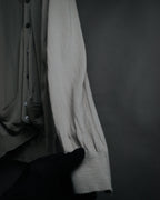 “HERMES” 2000’s Lambskin trimmed high gauge wool cardigan