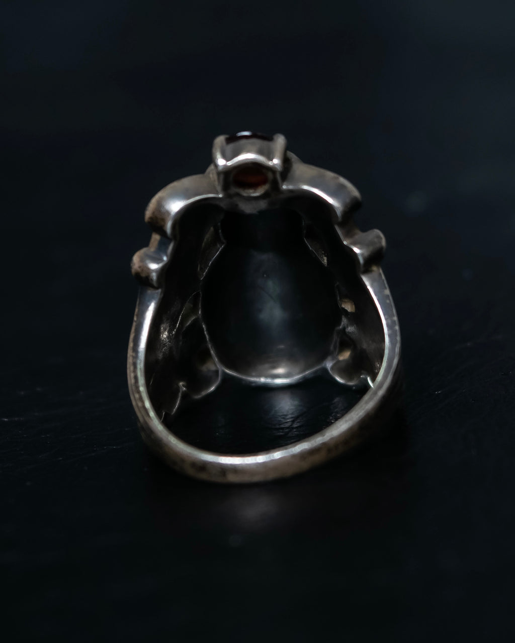 “Vintage” Beetle motif stone decorated silver ring