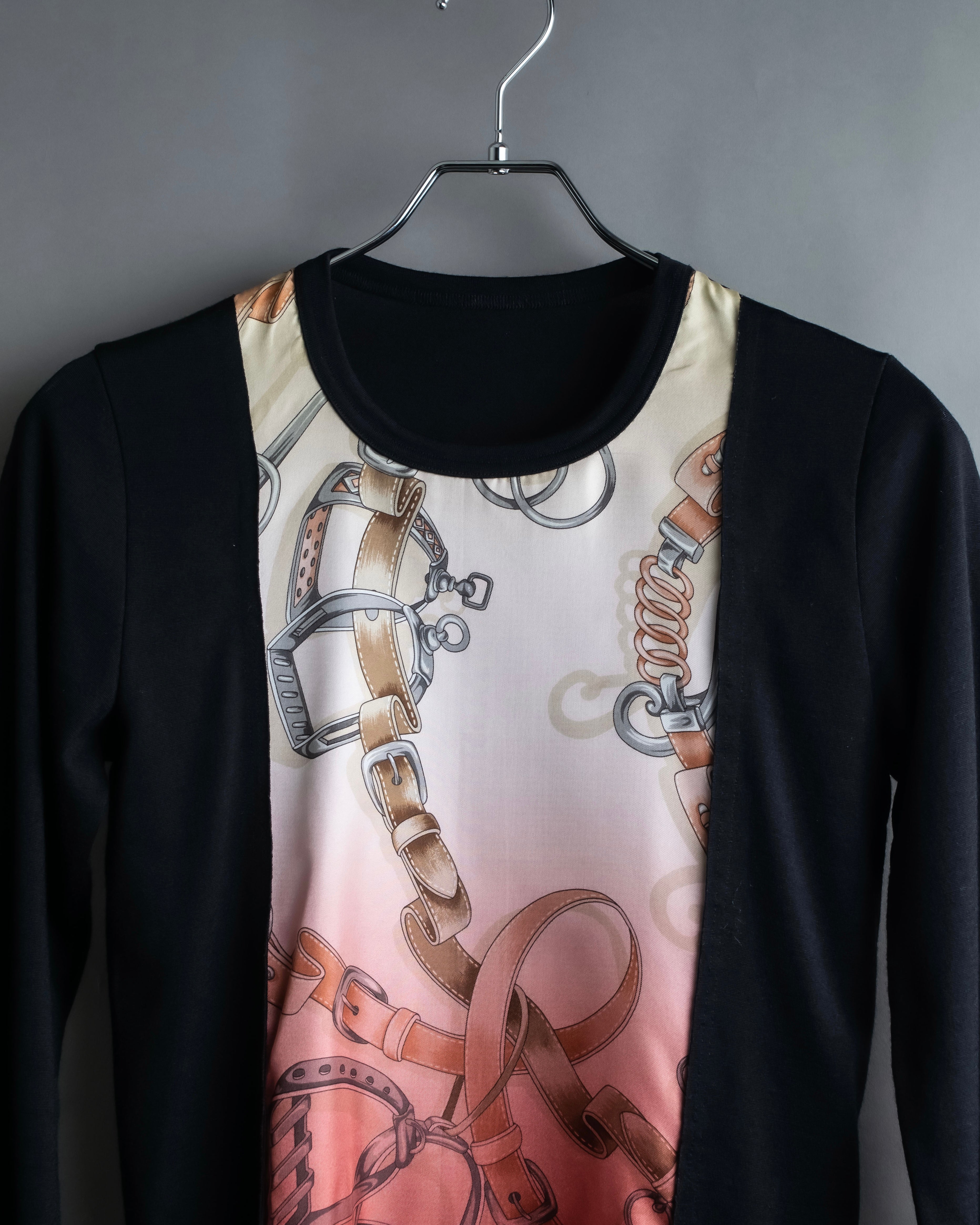 "COMME des GARCONS" Belt pattern docking design knit sew