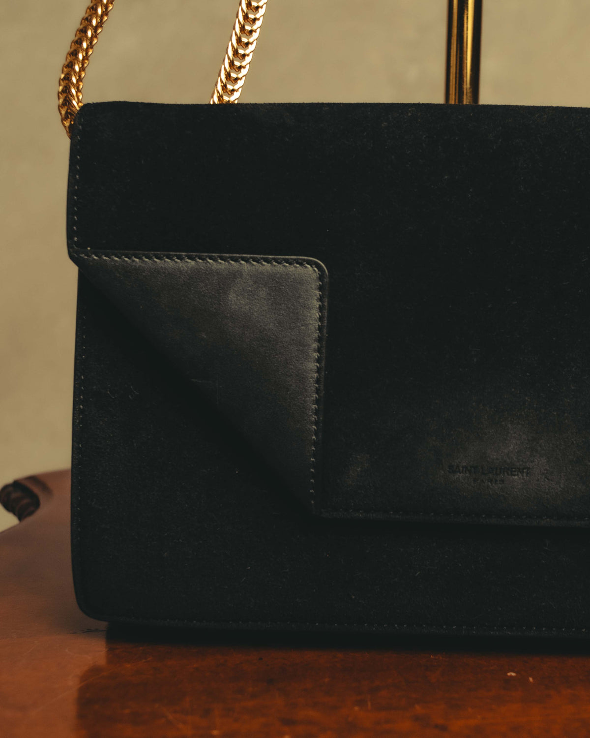 -SPECIAL- "Saint Laurent" 2013-2017 Betty suede and leather geometric flap chain shoulder bag