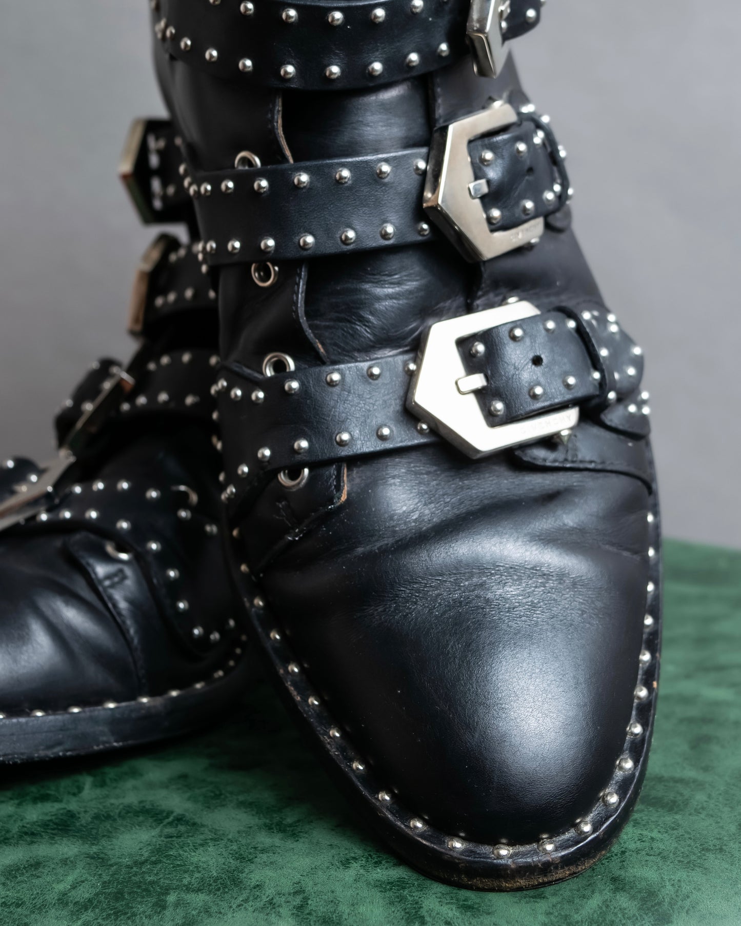 "GIVENCHY" Belt and stud design leather boots