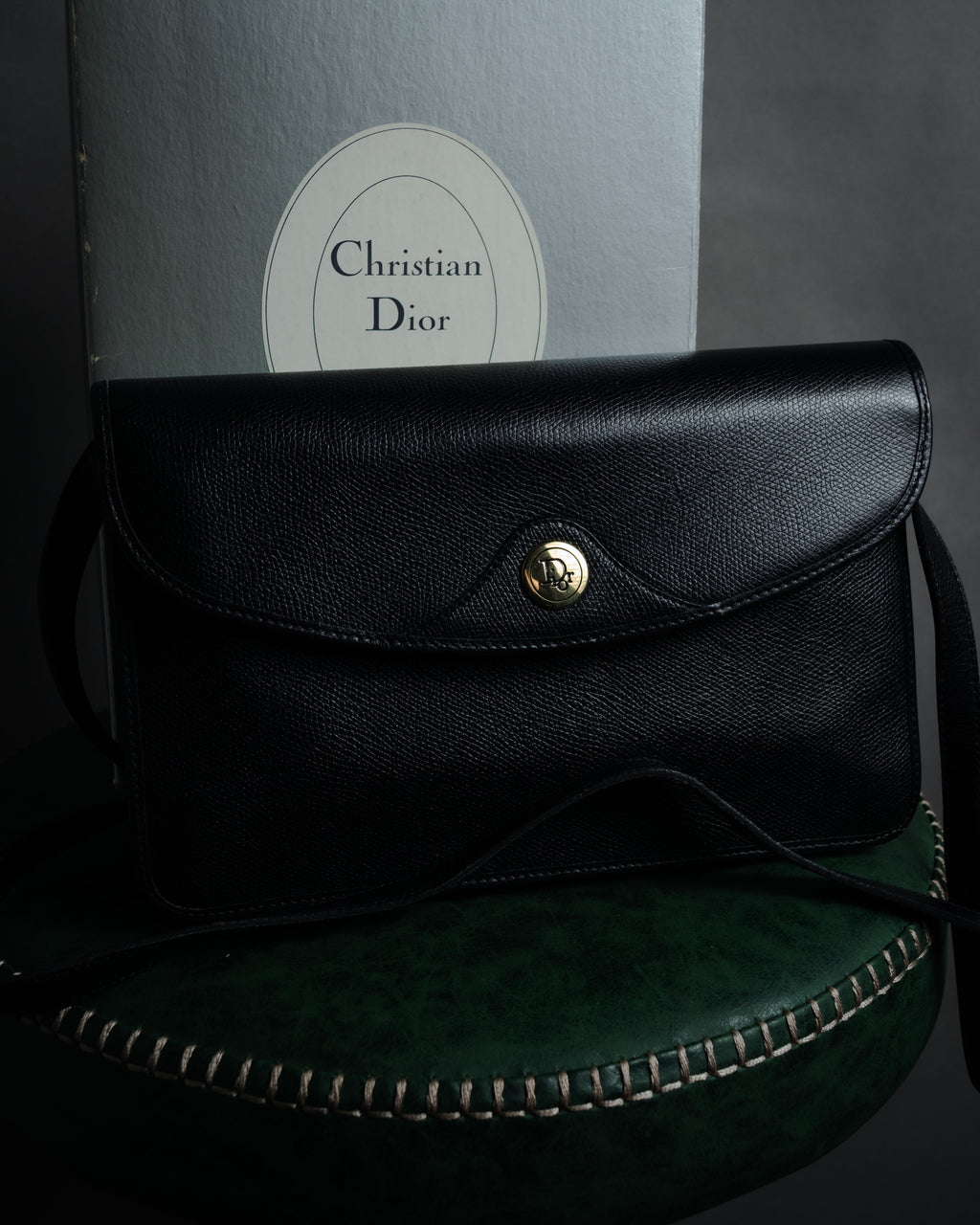 "Christian Dior" 80’s structured grained leather flap shoulder bag