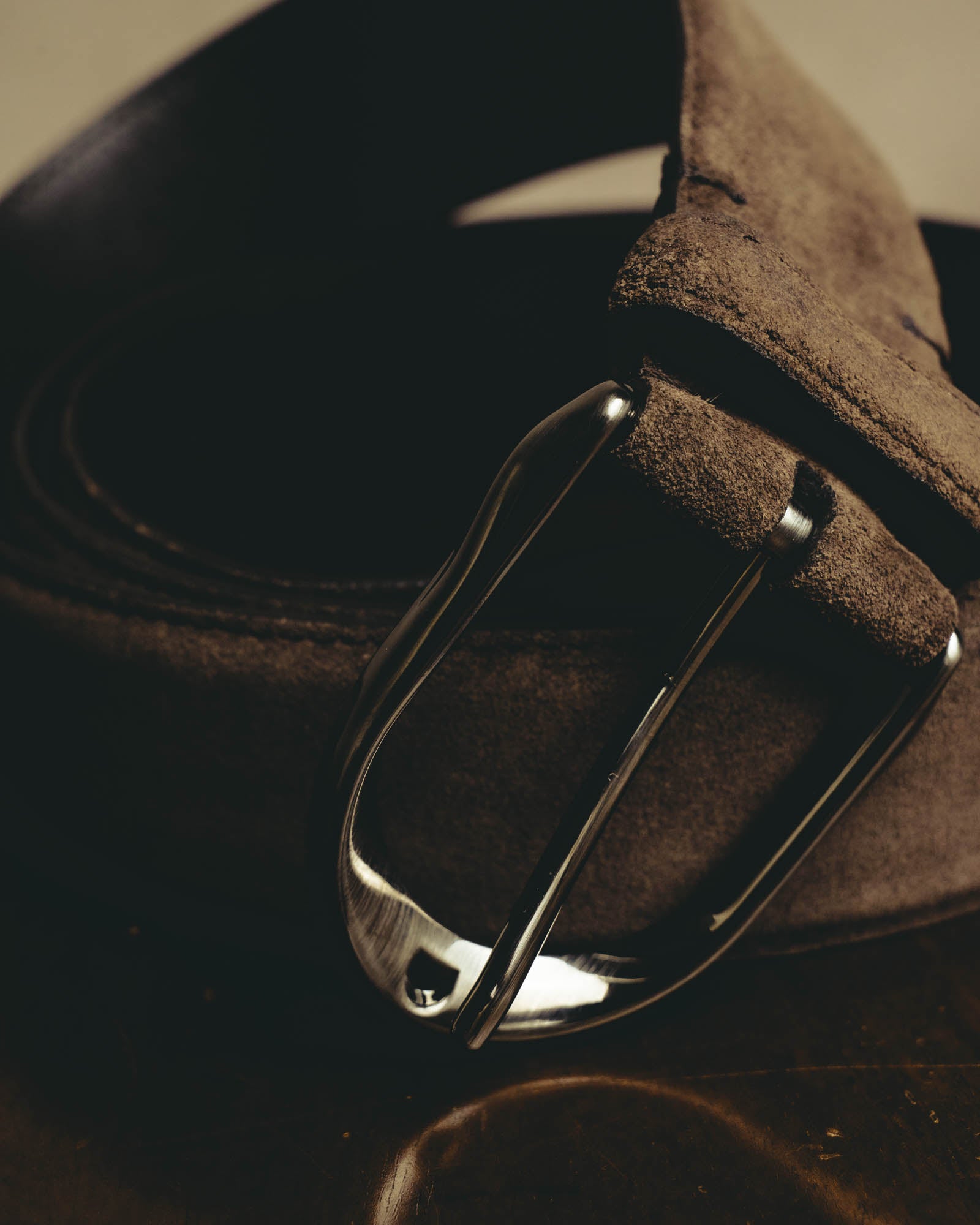 "Ermenegildo Zegna" 90's–00's brown suede leather belt