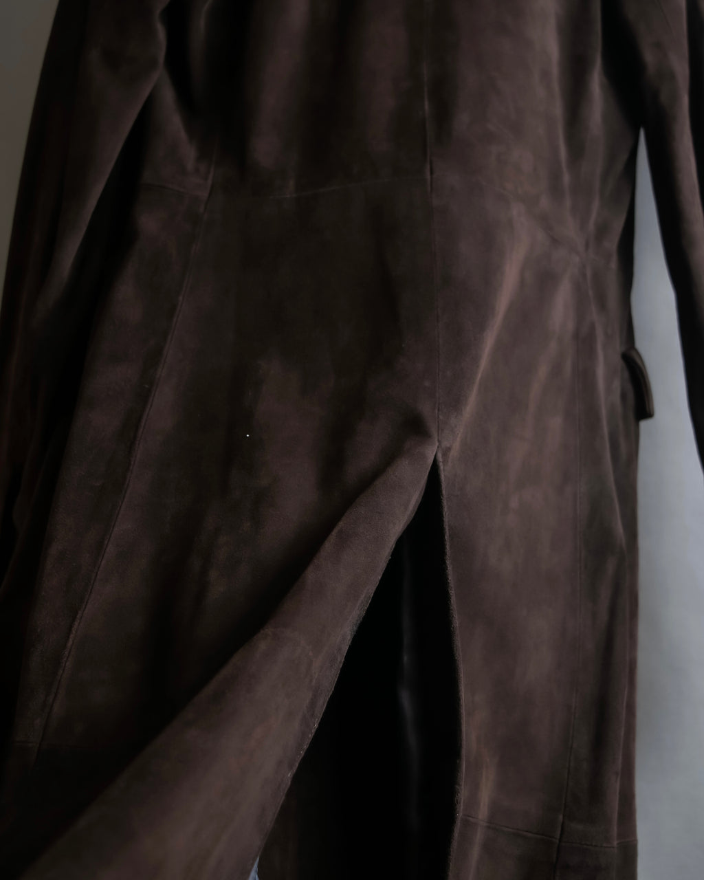 "LOEWE" 80's flowing line suede leather chester coat