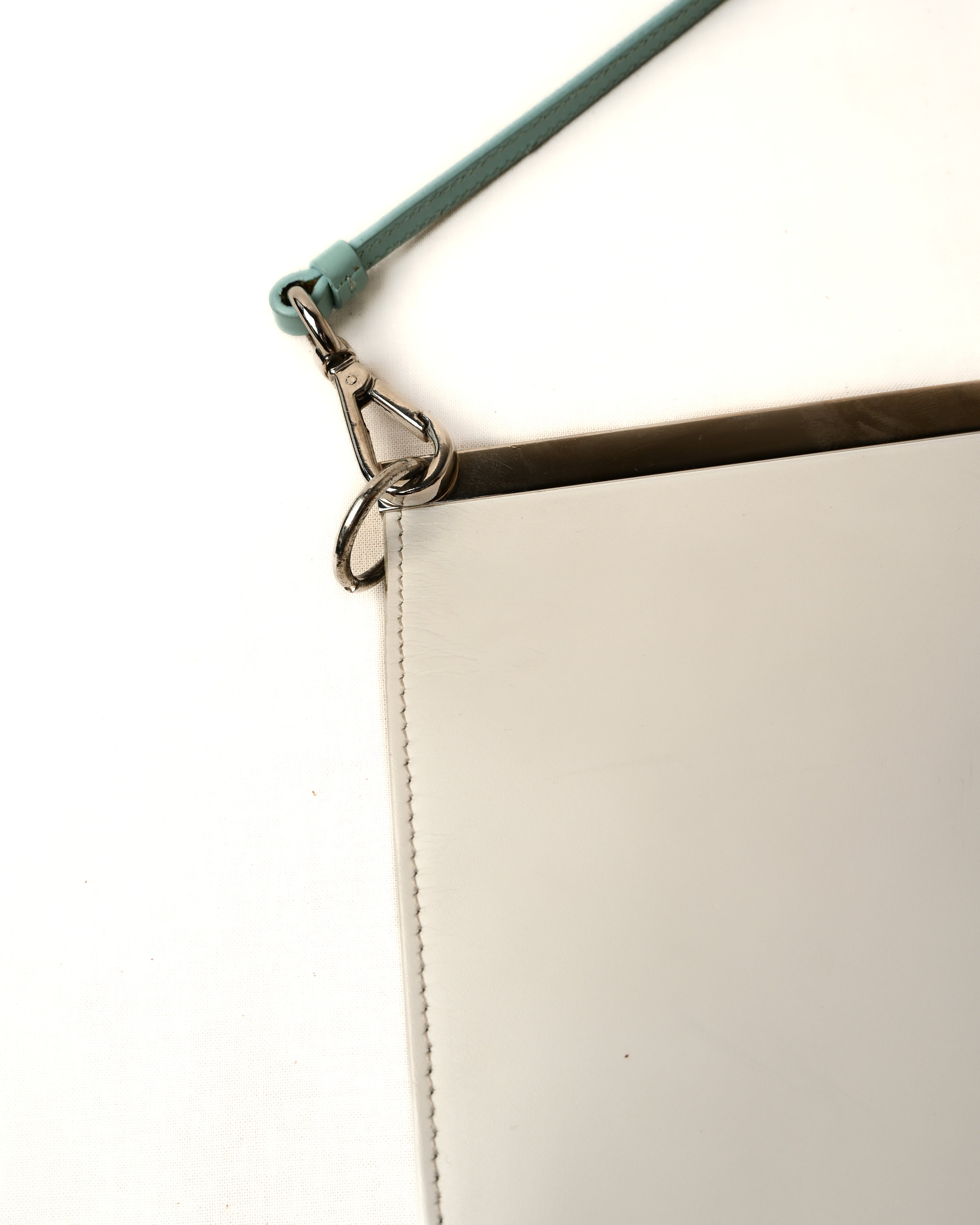 JIL SANDER/ Calf Leather Rectangle Shoulder Bag White