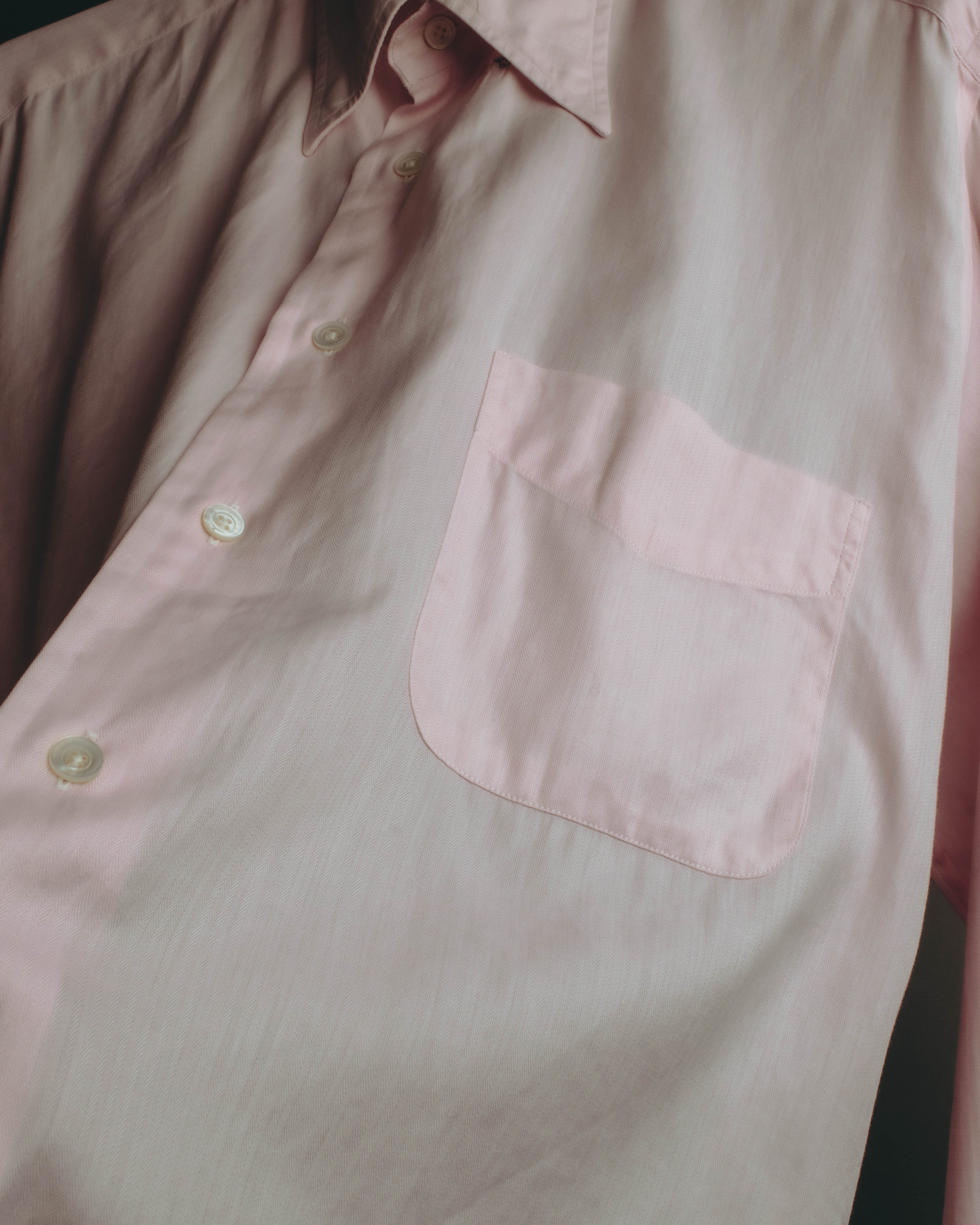 "Hermès" 80's-early 90's Pale pink herringbone cotton dress shirt