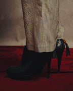 -SPECIAL- “Christian Dior” 20’s silk cotton striped straight trousers