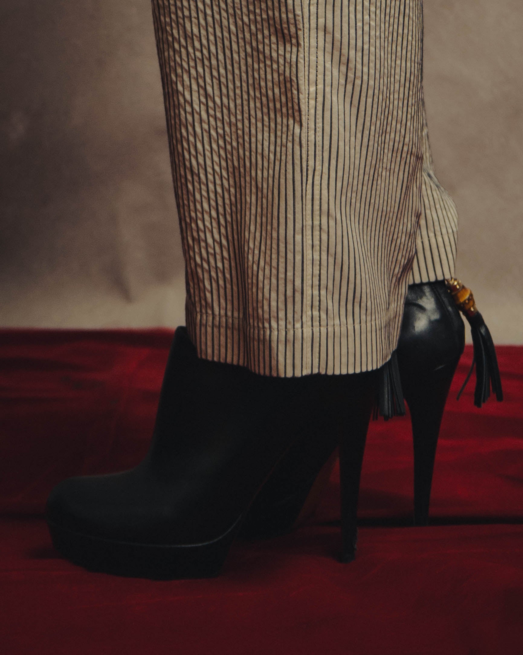 -SPECIAL- “Christian Dior” 20’s silk cotton striped straight trousers