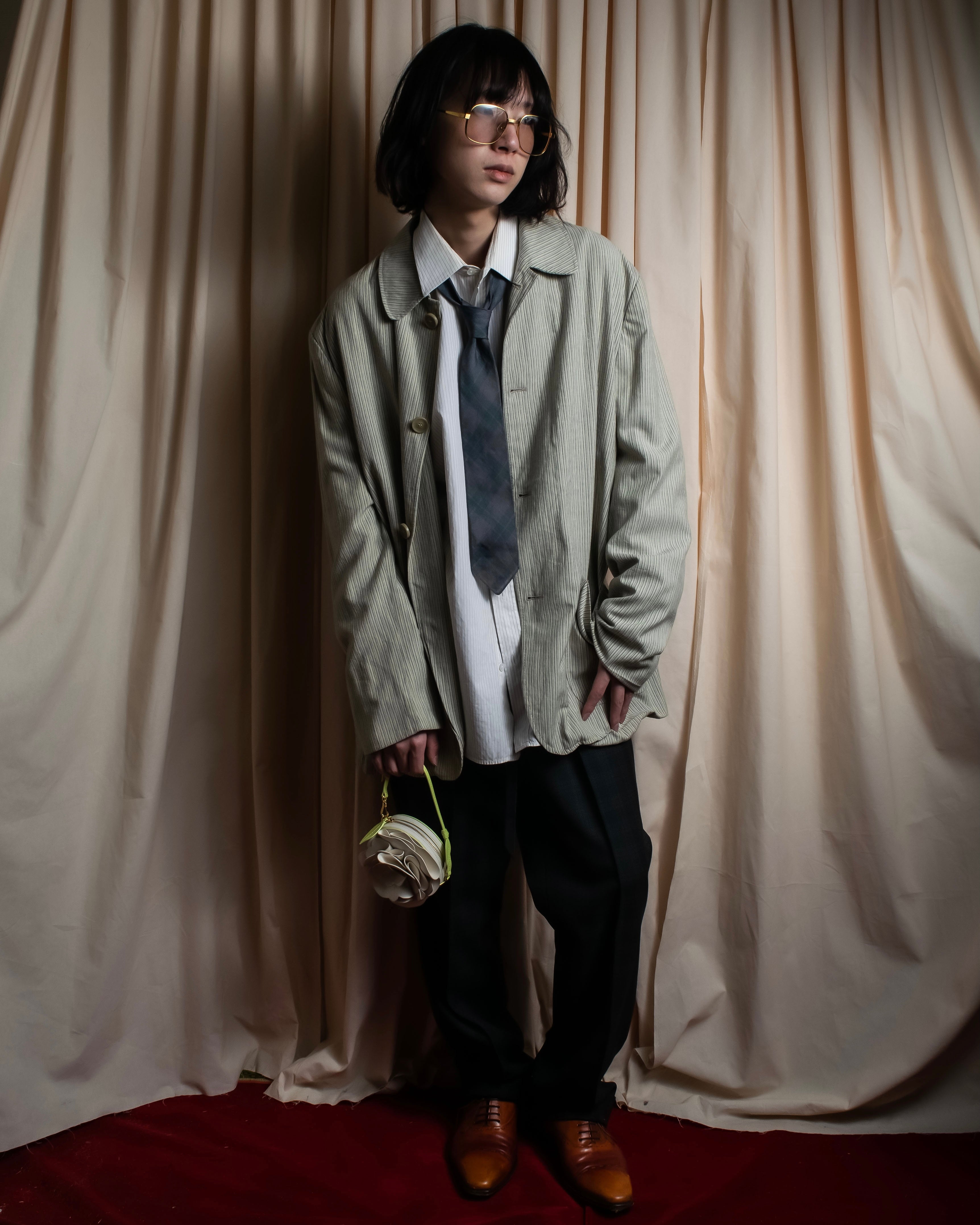 "COMME des GARCONS HOMME" Argyle check sheer necktie