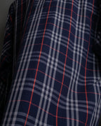 "BURBERRYS" Navy check pattern relaxing pajama shirt
