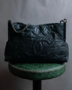 "CHANEL" Karl Lagerfeld design Matelasse chain Black shoulder bag