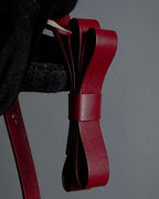 "RED VALENTINO" Bow motif Rosso color leather narrow belt