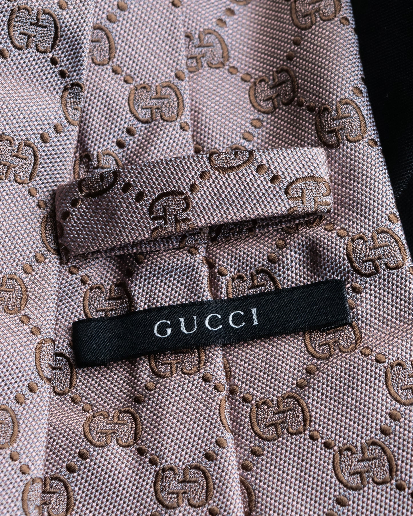 "GUCCI" 100% silk GG pattern jacquard weave neck tie