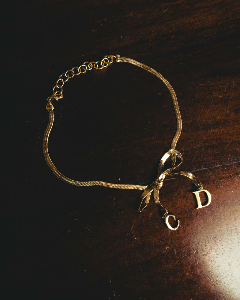 "Christian Dior" 90's Ribbon charm choker necklace