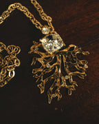 -SPECIAL- "Yves Saint Laurent" 90's-00's Sculptural coral motif crystal pendant necklace