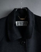 "BALMAIN" Raglan sleeve 100% cashmere stand collar coat