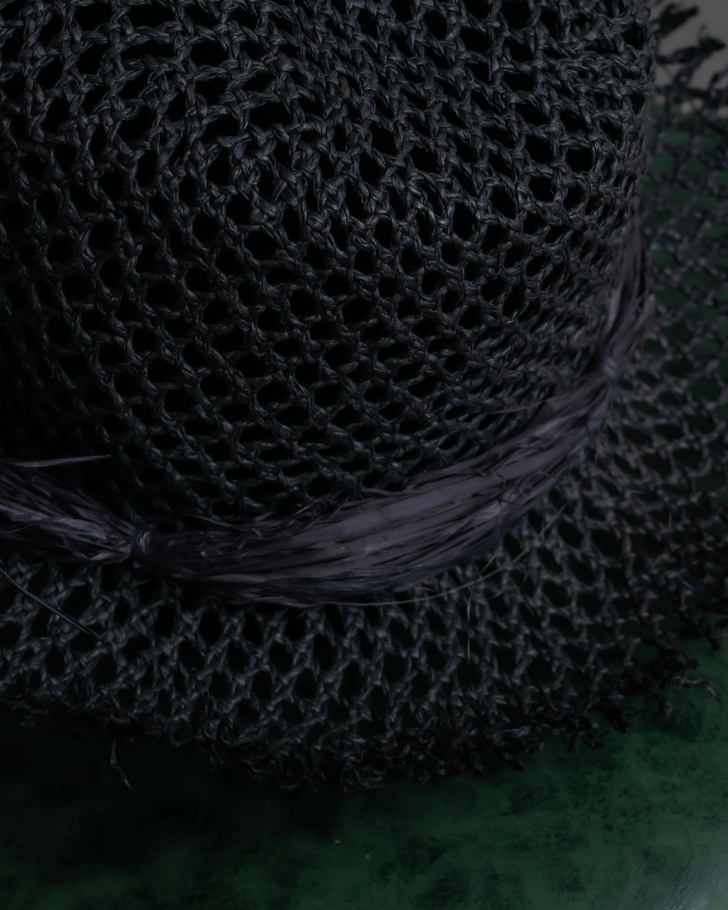 "Christian Dior" Raffia ribbon design paper fiber hat