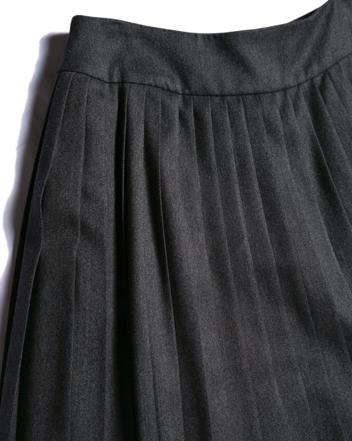 Christian Dior (SAMPLE)/ Archived Pure Wool Luxury Long Pleats Skirt Gray