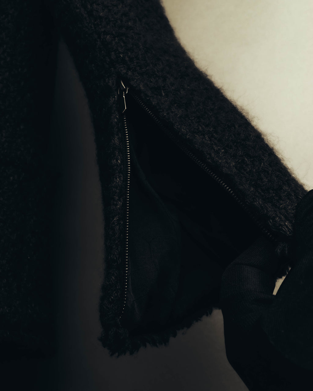 "CHANEL" 04AW Textured wool angora tweed zip jacket