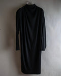 "LANVIN" Asymmetrical shoulder button design long dress