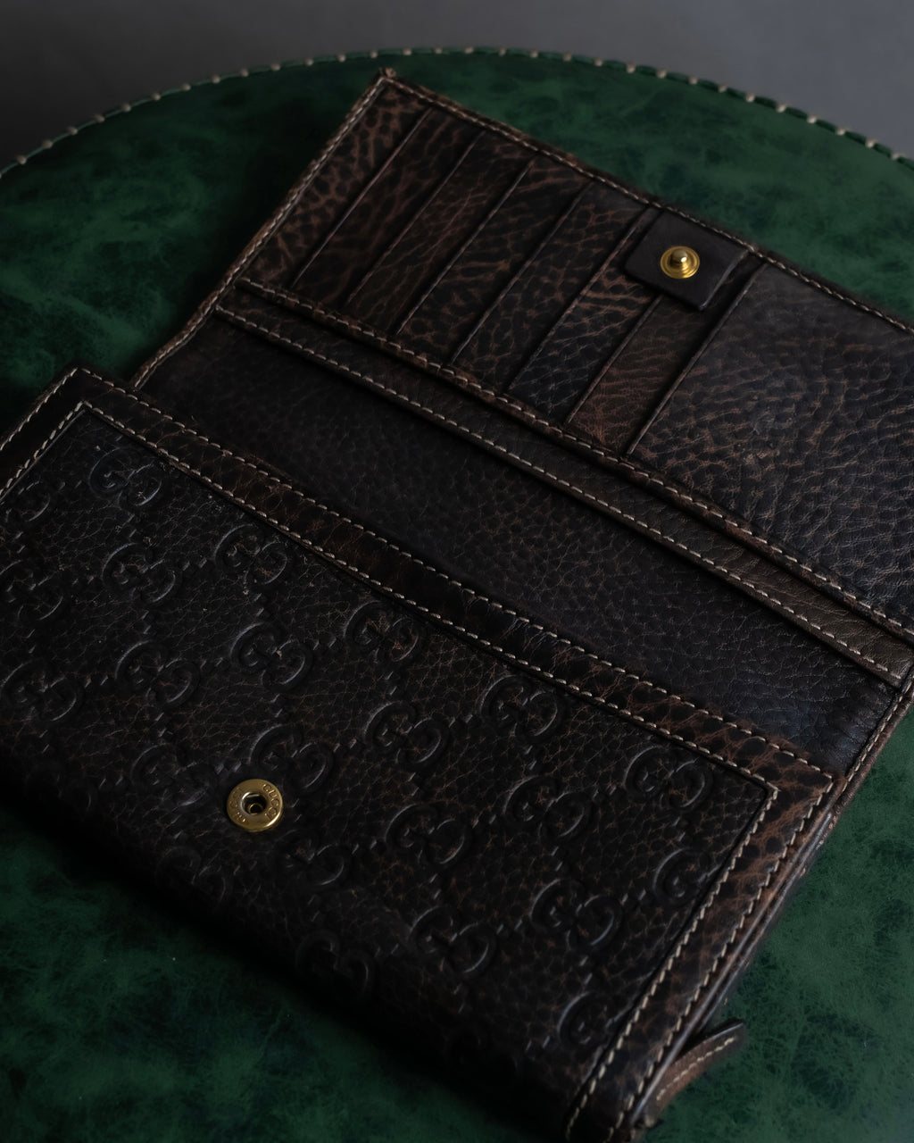 "GUCCI" GG mark embossed leather horsebit long wallet