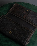 "GUCCI" GG mark embossed leather horsebit long wallet