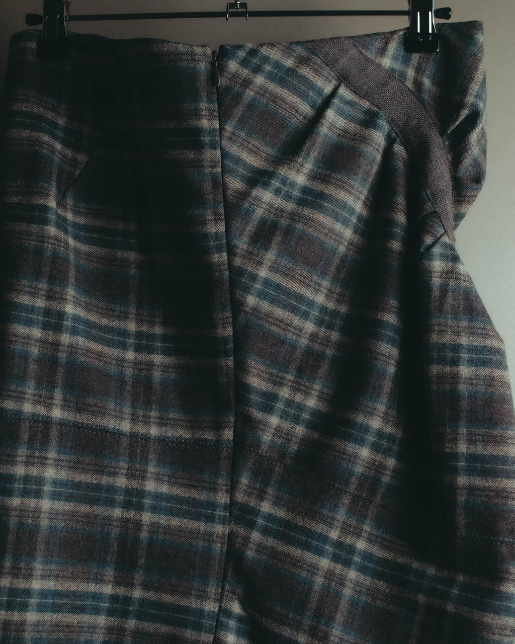 "BRUNELLO CUCINELLI" Late 90's-early 10's Soft wool plaid draped skirt