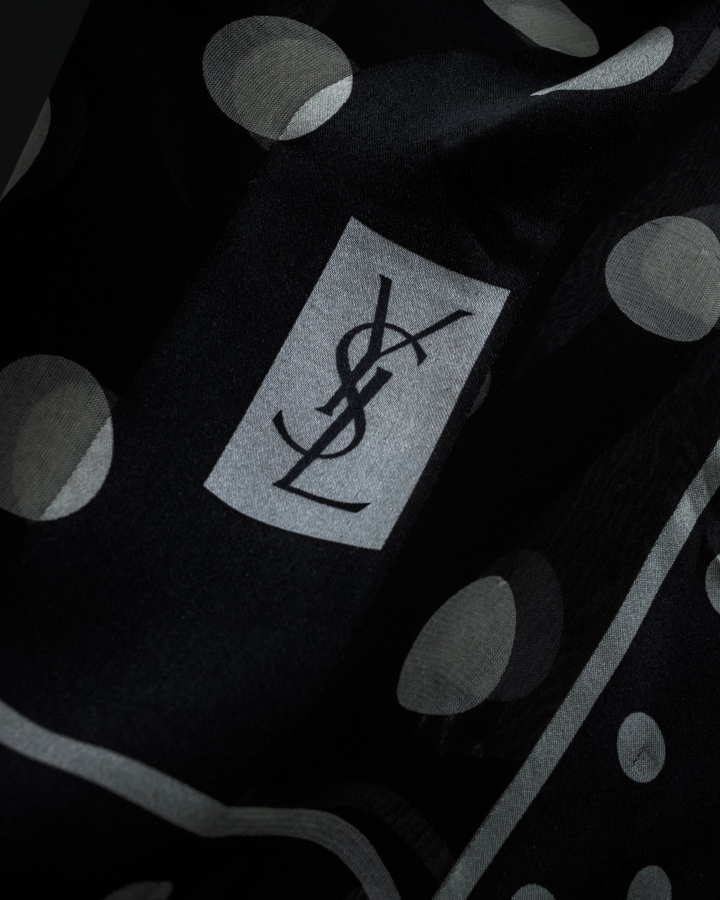 "YVES SAINT LAURENT" Large polka dot silk long scarf